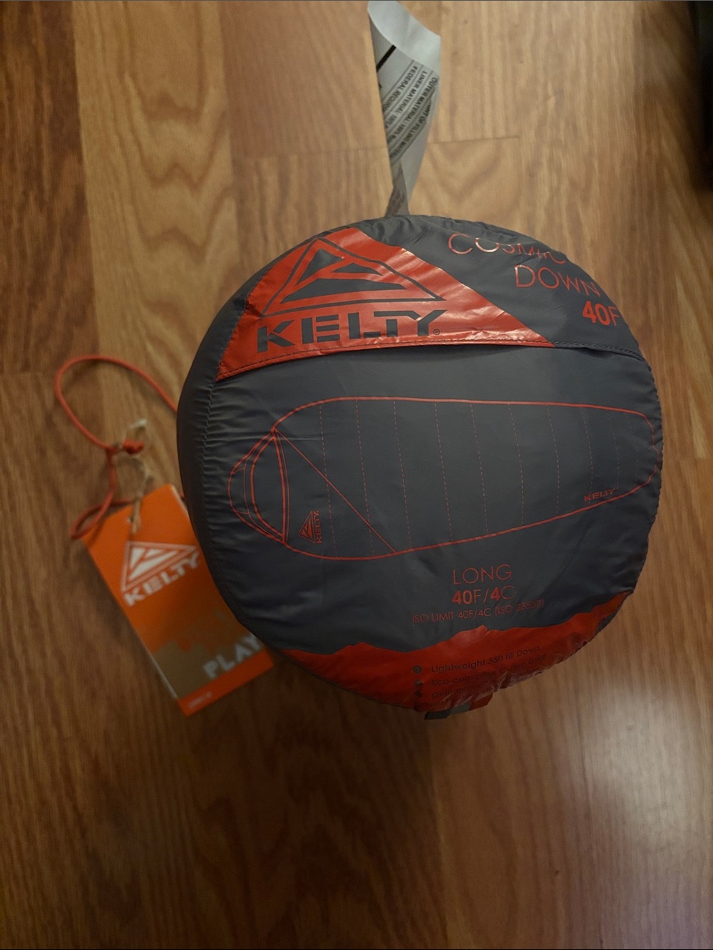Kelty Cosmic Gray and Orange Down Sleeping Bag - Long 40F